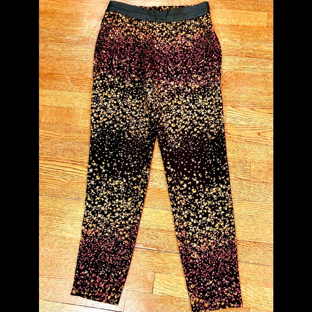 Jessica Simpson, Easy Pull-On Spring Pant with faux leather trim at waist, XS,NW